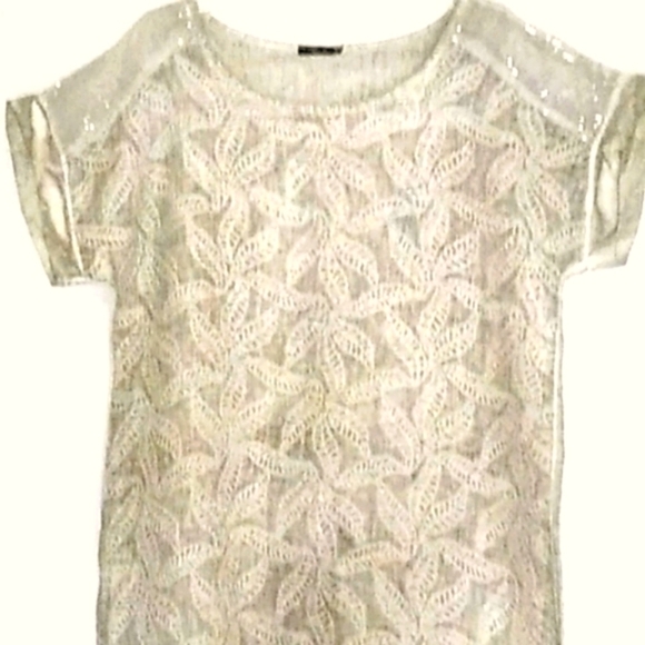 LINEN MIDI DRESS SHIFT by Italy's Lungo L' Arno Taupe Cream Hi-Lo Hem Size Large - Picture 2 of 7